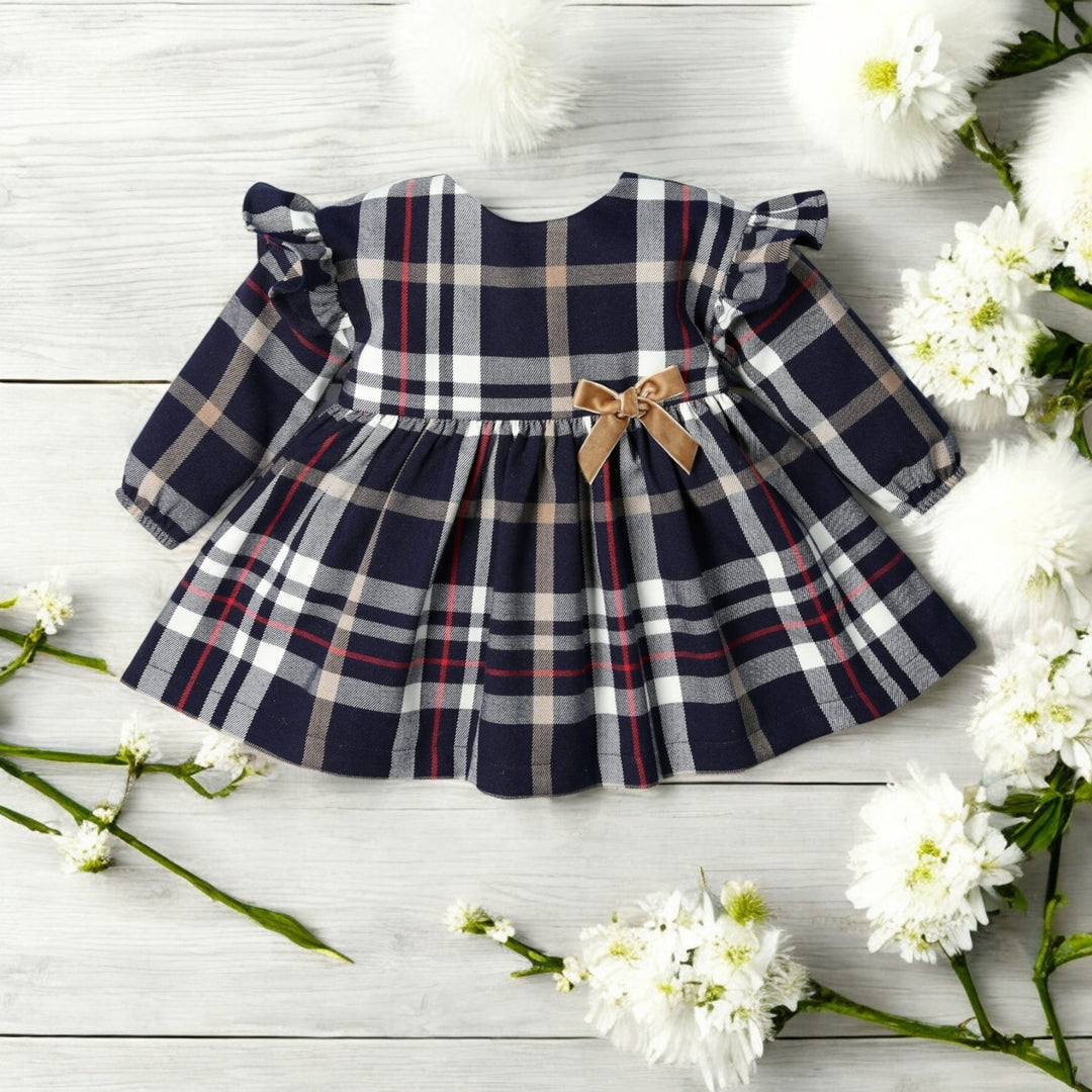 Mac Ilusion Navy & Cream Tartan Dress 