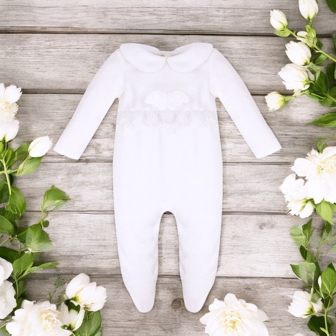Jamiks Ivory Velour Sleepsuit