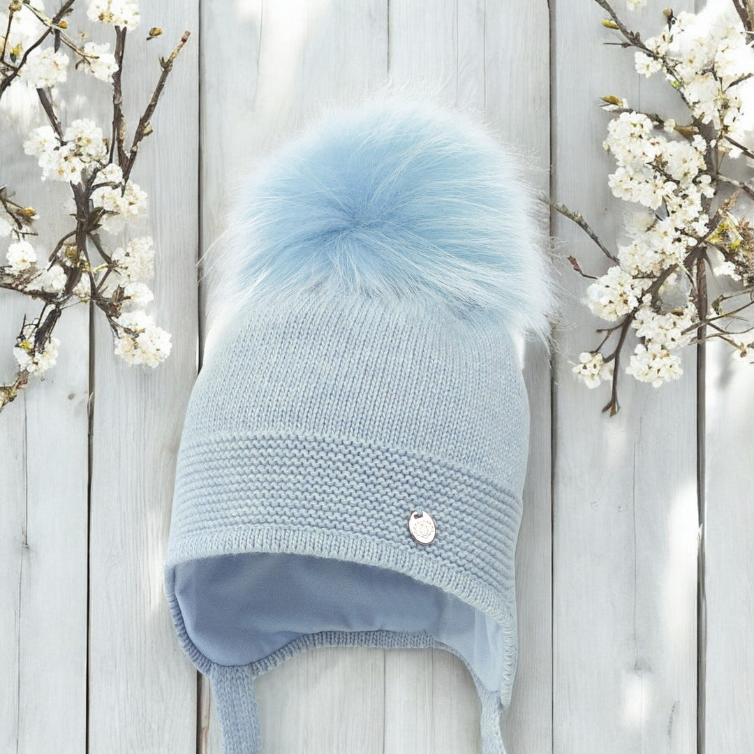 Jamiks Blue Wool knitted Pom Pom Hat