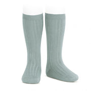 Sea Mist Green Wide Ribbed Knee High Spanish Socks