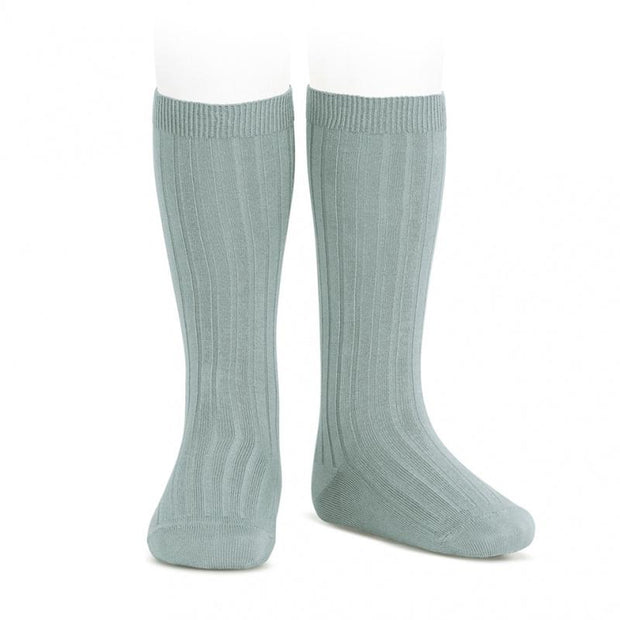Sea Mist Green Wide Ribbed Knee High Spanish Socks