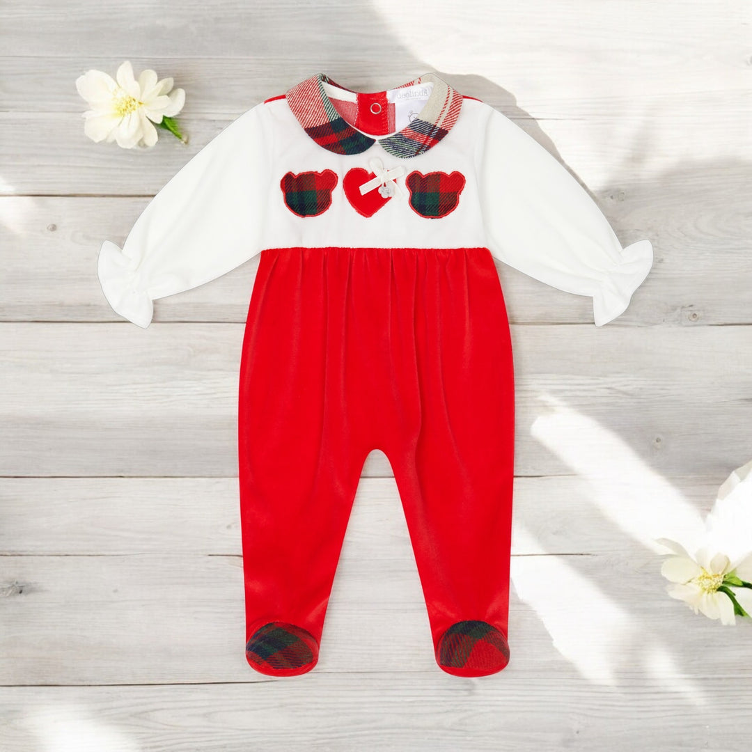 Deolinda Girls Red & White Christmas Sleepsuit 