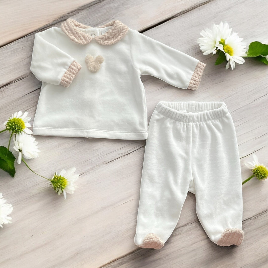 Deolinda Ivory & Beige Velour Bear Set