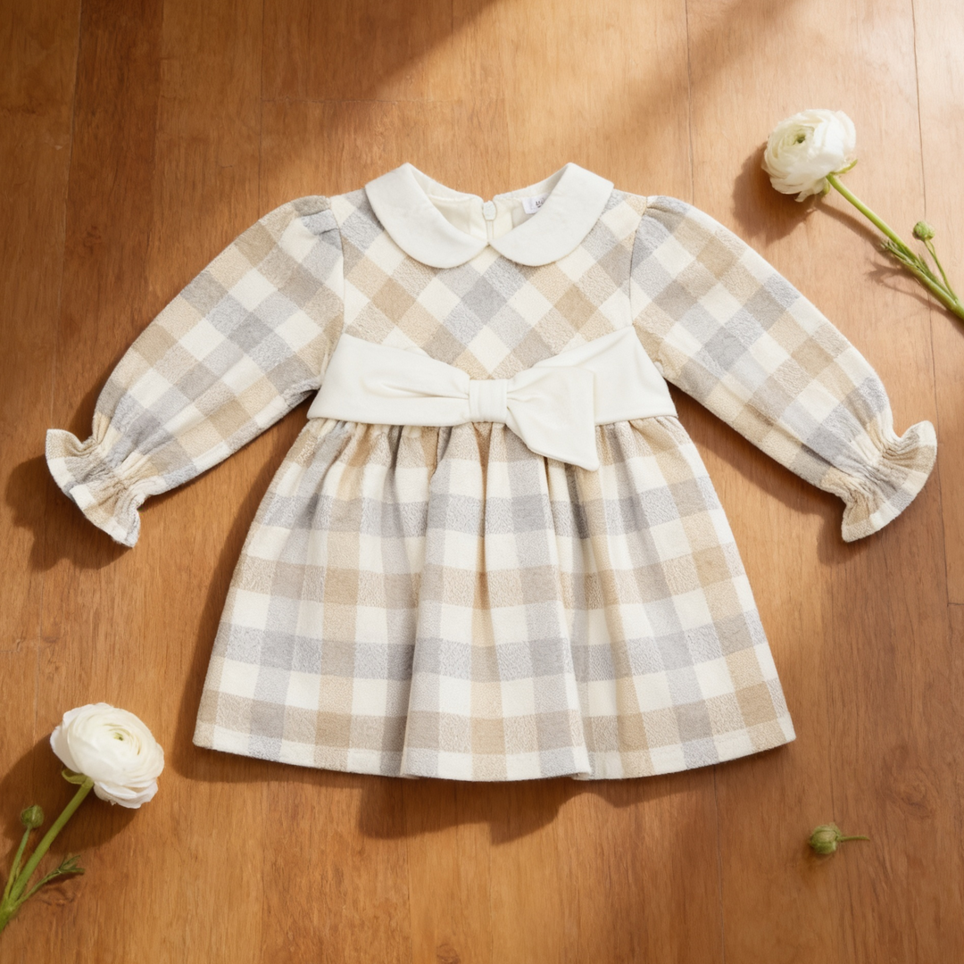 Deolinda Beige Check Dress
