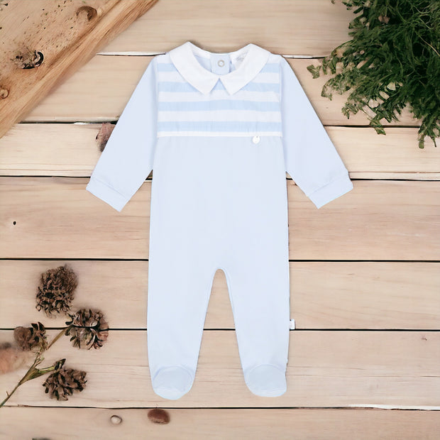 Blue & White Candy Stripe Sleepsuit
