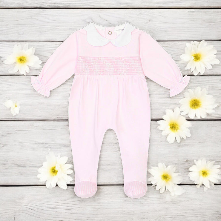 Deolinda Baby pink Smocked Sleepsuit
