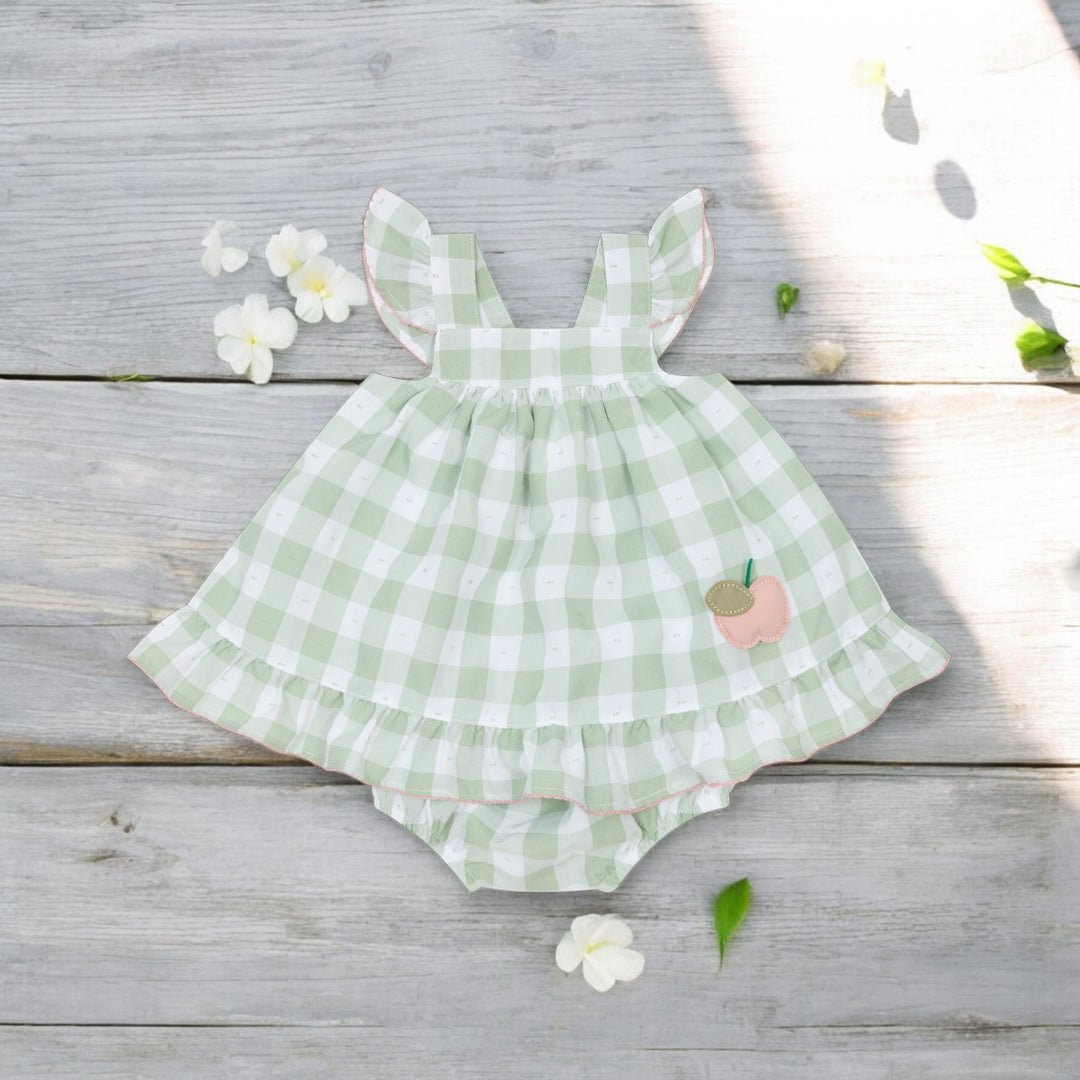 Deolinda Green Gingham Dress & Bloomers