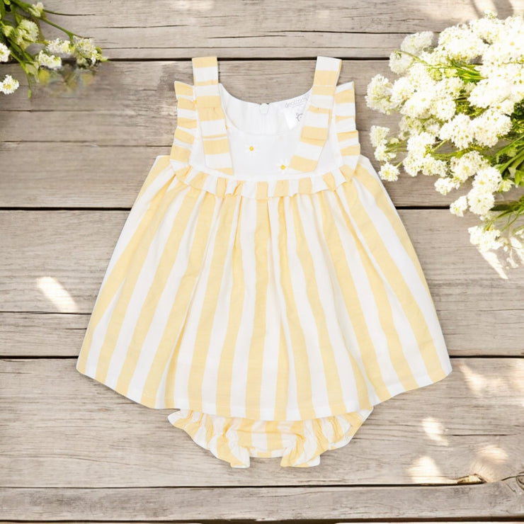 Deolinda Yellow & White Candy Stripe Dress & Bloomers