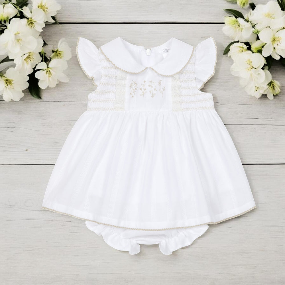 Deolinda White & Beige Dress & Bloomers