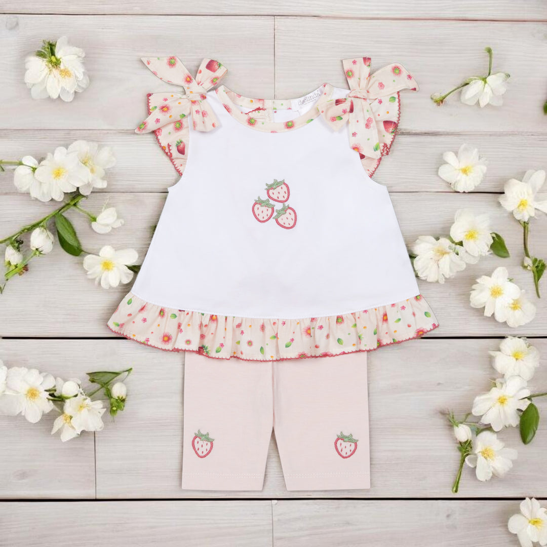 Deolinda White & Pink Strawberry Top & Leggings
