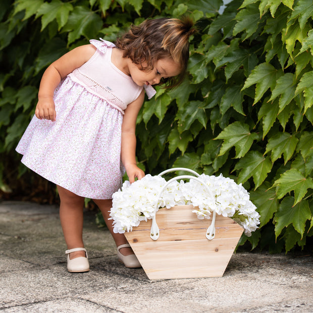 Baby Pink Half Knit Floral Dress