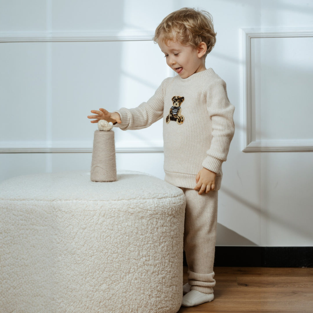 Jamiks Light Beige Waffle Teddy Leisure Set