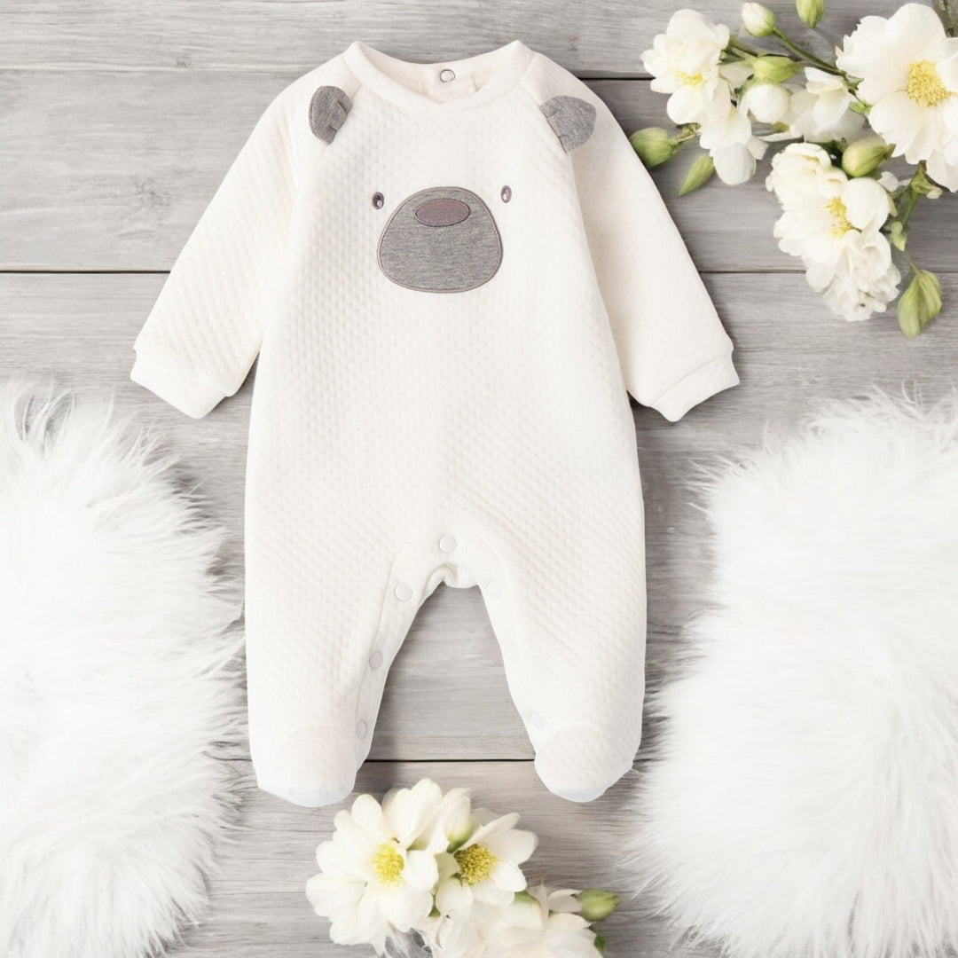 iDO Boys White Bear Waffle Sleepsuit