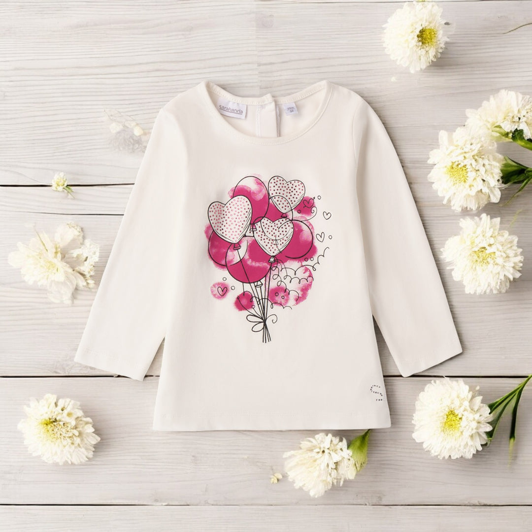 Sarabanda Diamante Hearts Long Sleeve T-Shirt