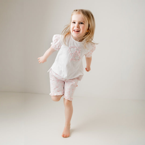 Pastels & Co "Lilac" White & Pink Top & Short Set 