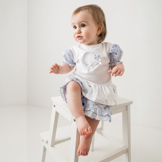 pastels & co "Lyla" White & Blue Top & Shorts