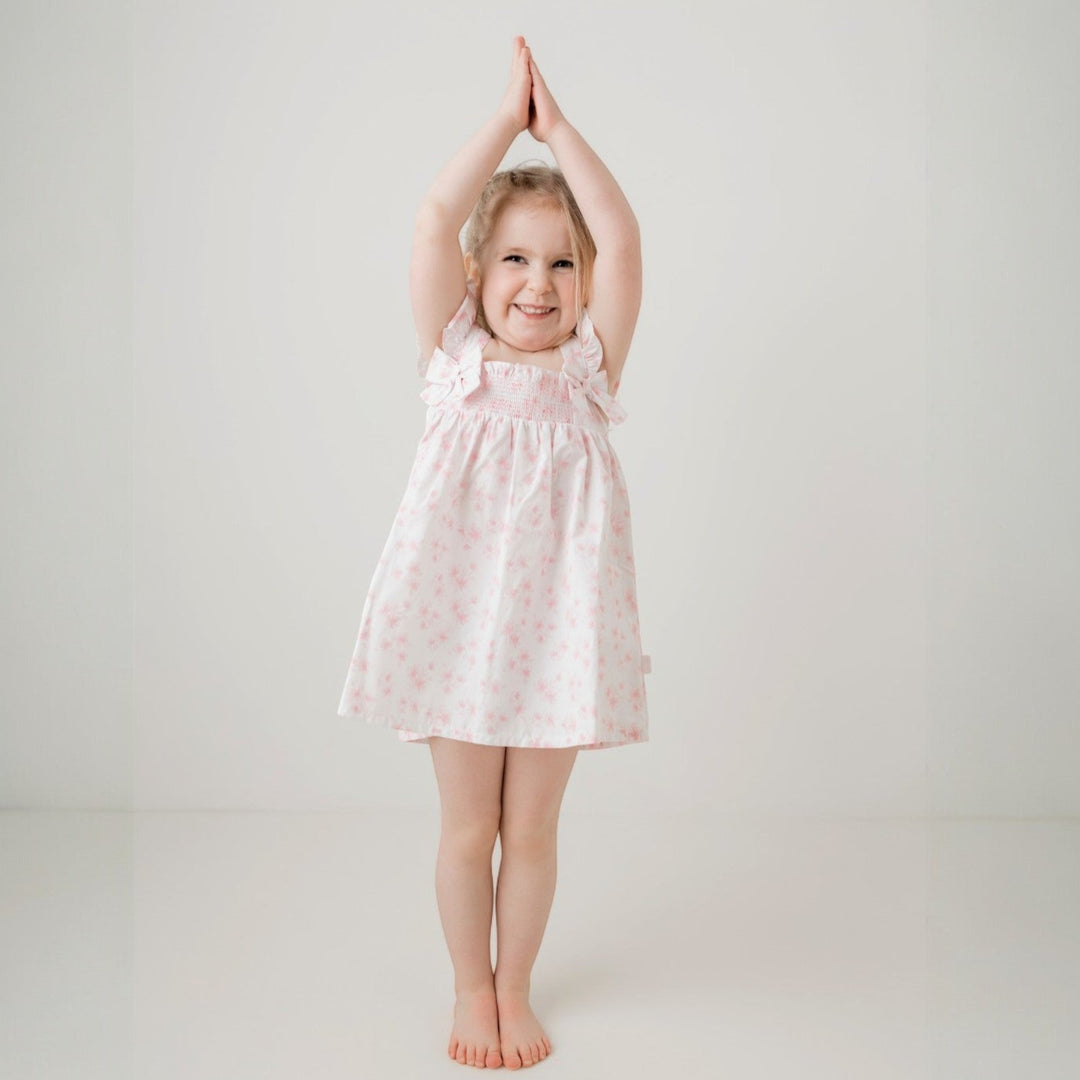 Pastels & Co "Laura" White & Pink Floral Sun Dress