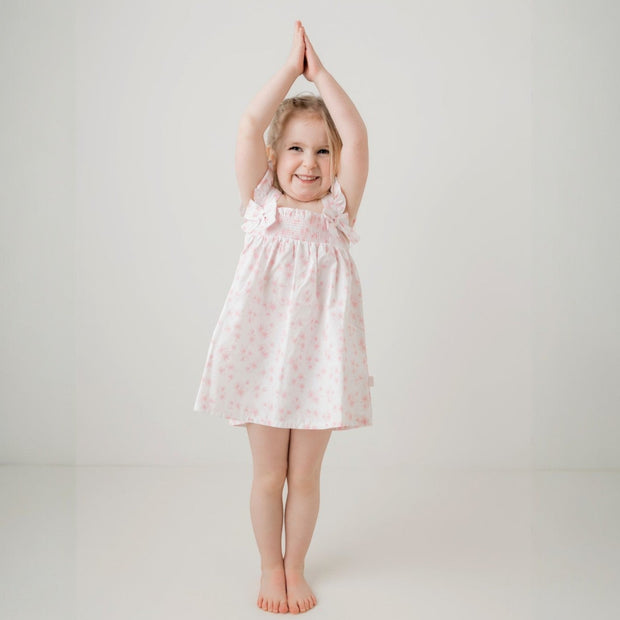 Pastels & Co "Laura" White & Pink Floral Sun Dress