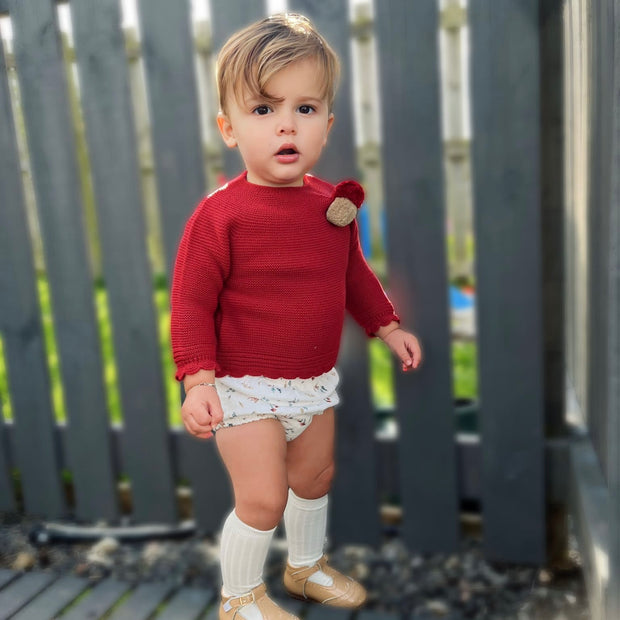 Burgundy Top & Mushroom Print Jam Pants