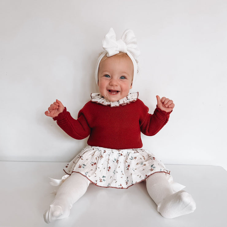 Burgundy Top & Mushroom Print Bloomers