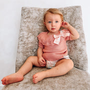 Blush Pink Ruffle Knitted Top & Bloomers
