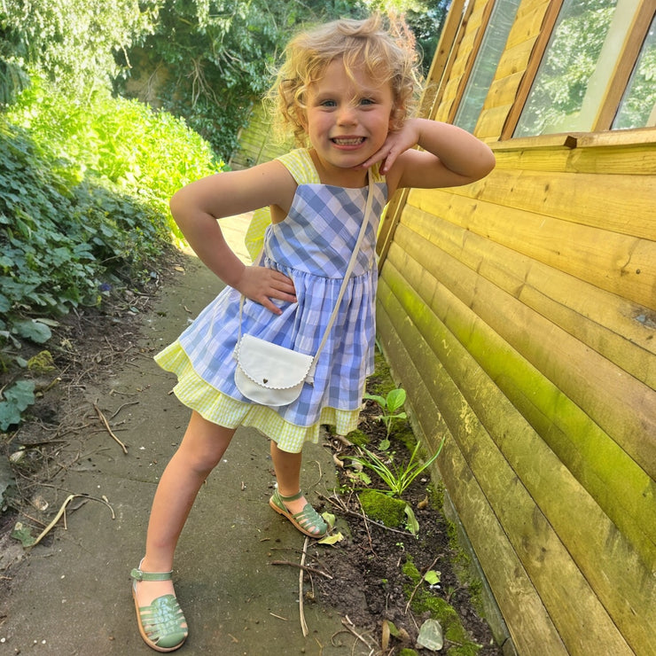 Blue & White Check Sleeveless Dress