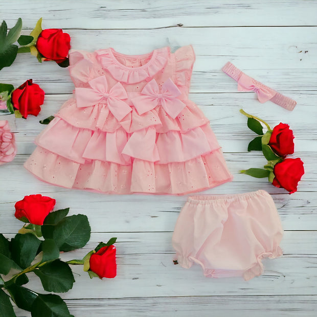 Baby Pink Ruffle Dress Set