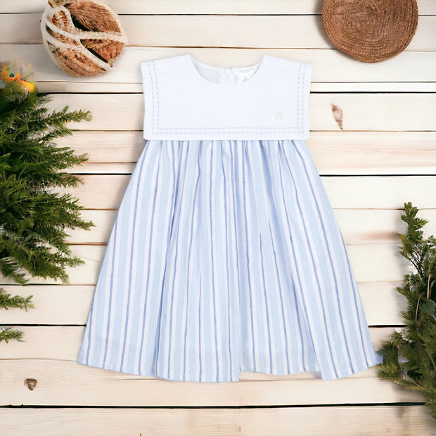 Blue & White Stripe Bib Dress