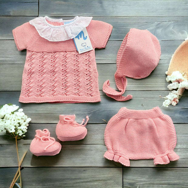 Strawberry Pink Ruffle Knitted Set