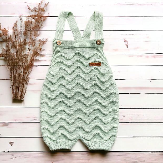 Apple Green Knitted Dungaree Romper