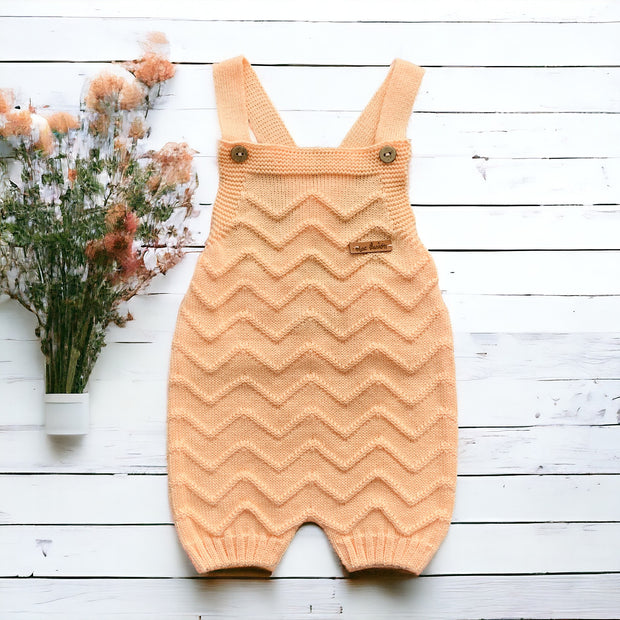 Peach Knitted Dungaree Romper
