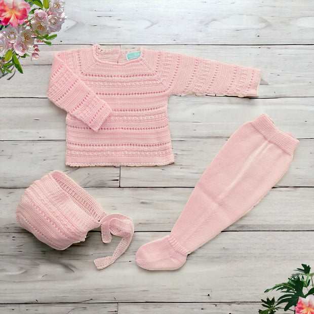Pink Long Sleeve Knitted Set