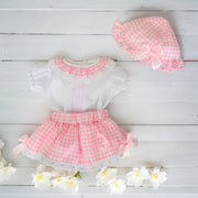 Pink & White Gingham Skirt & Blouse Set