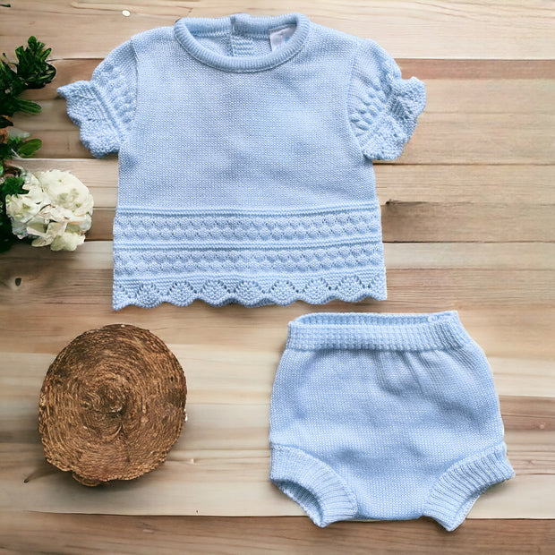 Blue Knitted Top & Jam Pant Set