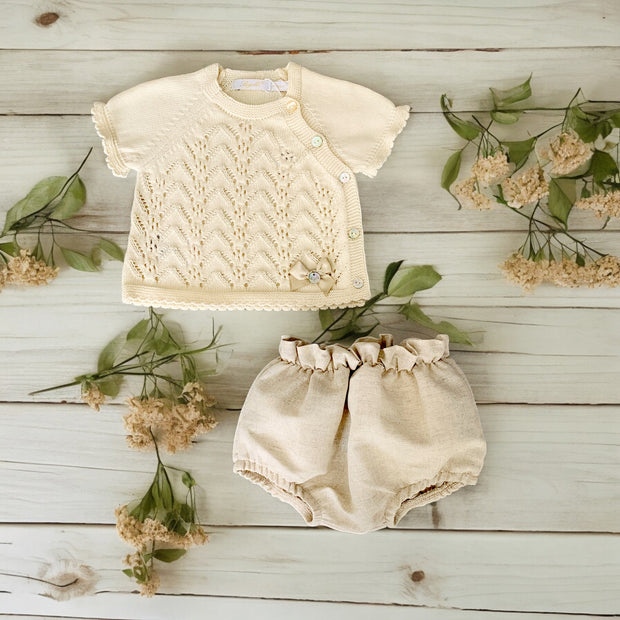 Coconut Beige Knitted Top & Bloomers