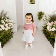 Dusky Pink & White Half Knit Dress