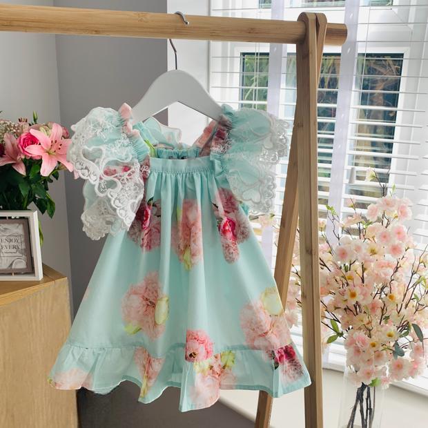 Mint & Pink Floral Pattern Dress