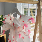 White & Pink Rosebud Pattern Dress Back