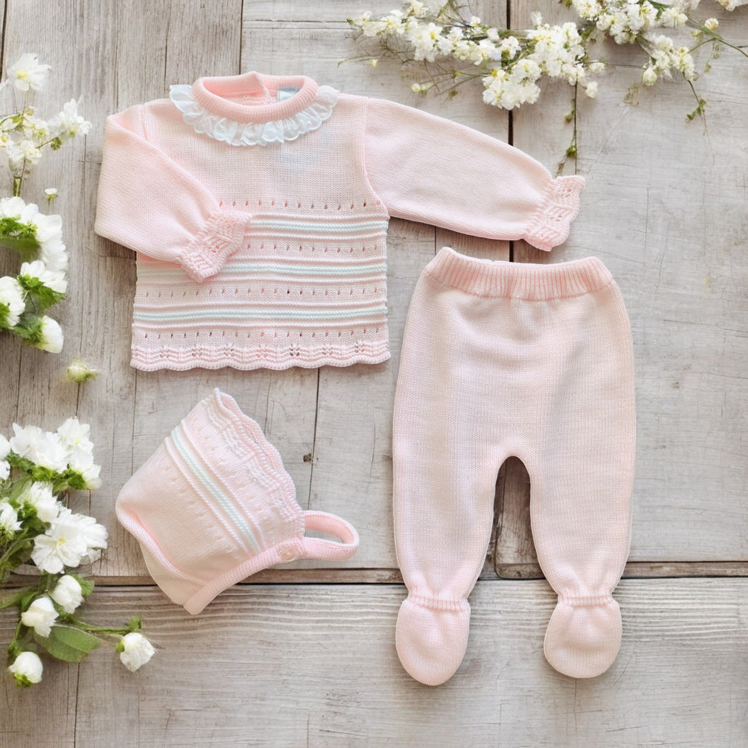 Pink Knitted Three Piece Set