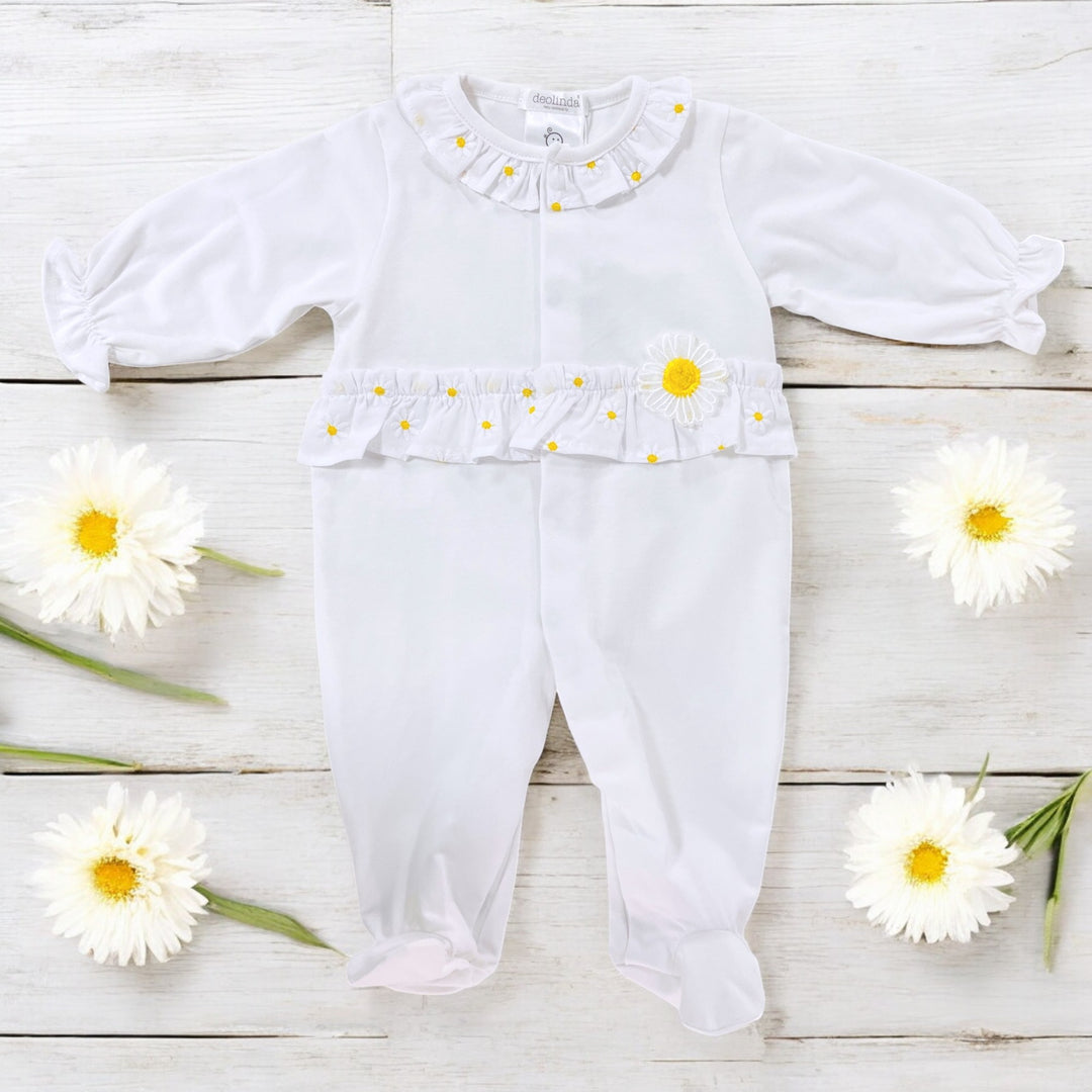 Deolinda White & Yellow Daisy Sleepsuit