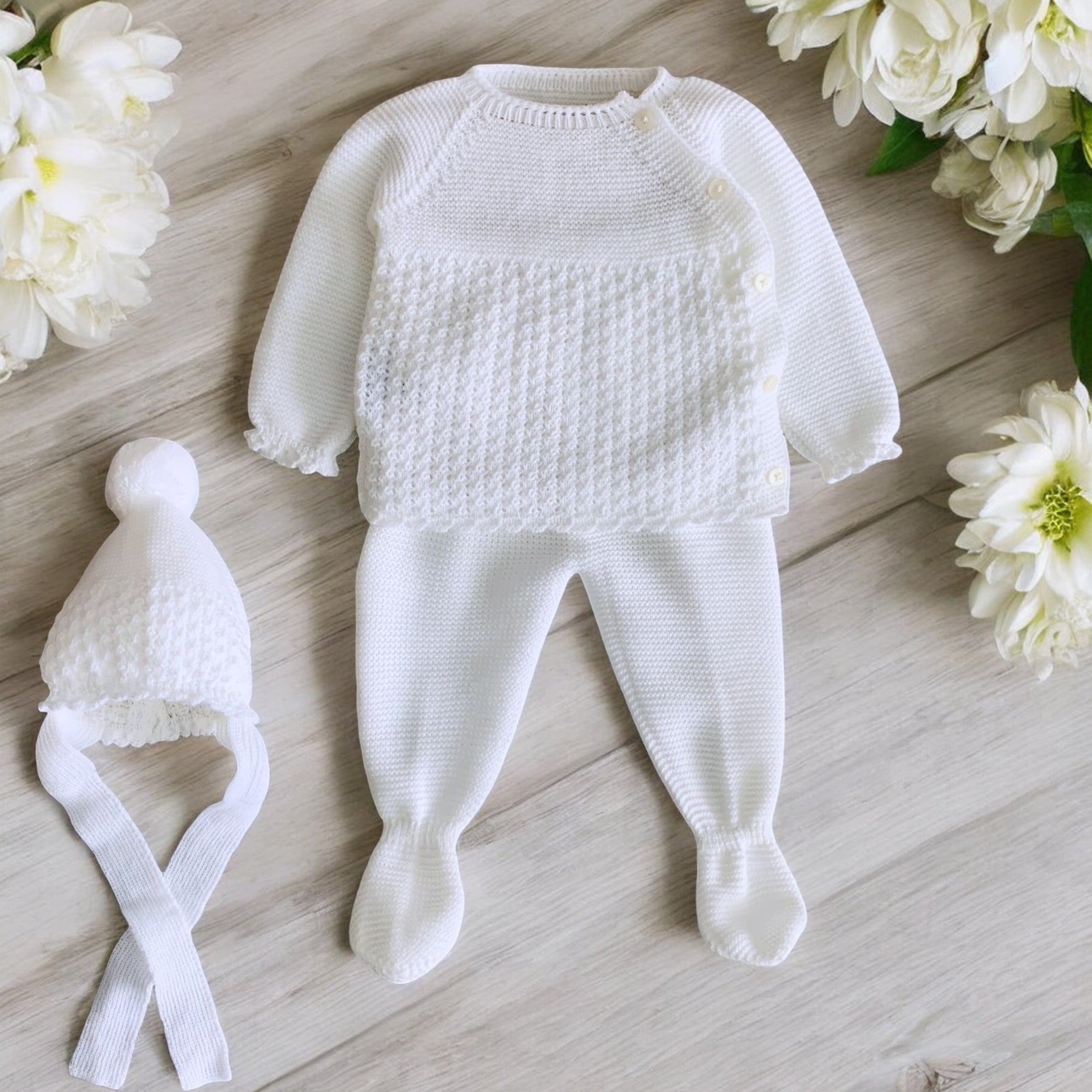 Mac ilusion White Knitted Leggings Set Bows Baby Boutique