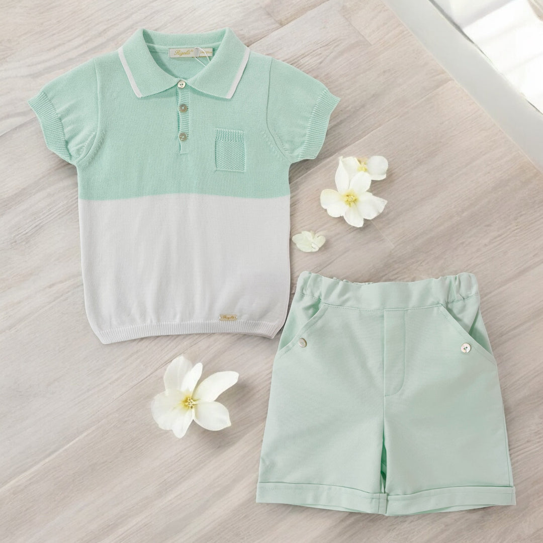 Rigola Mint & White Organic Knitted Top & Shorts