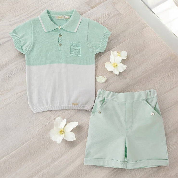 Rigola Mint & White Organic Knitted Top & Shorts