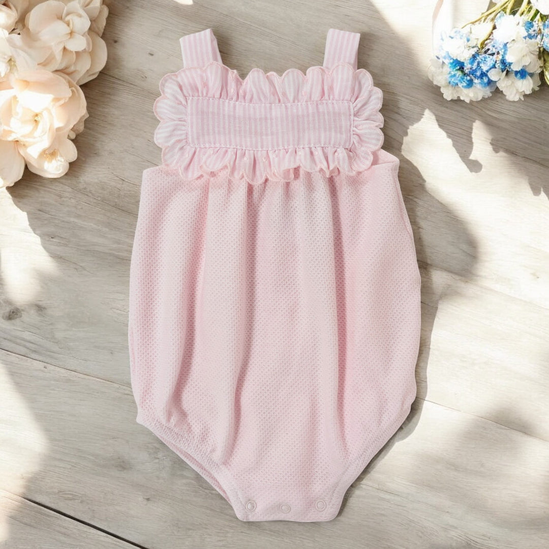 Babidu Pink Sleeveless Ruffle Romper
