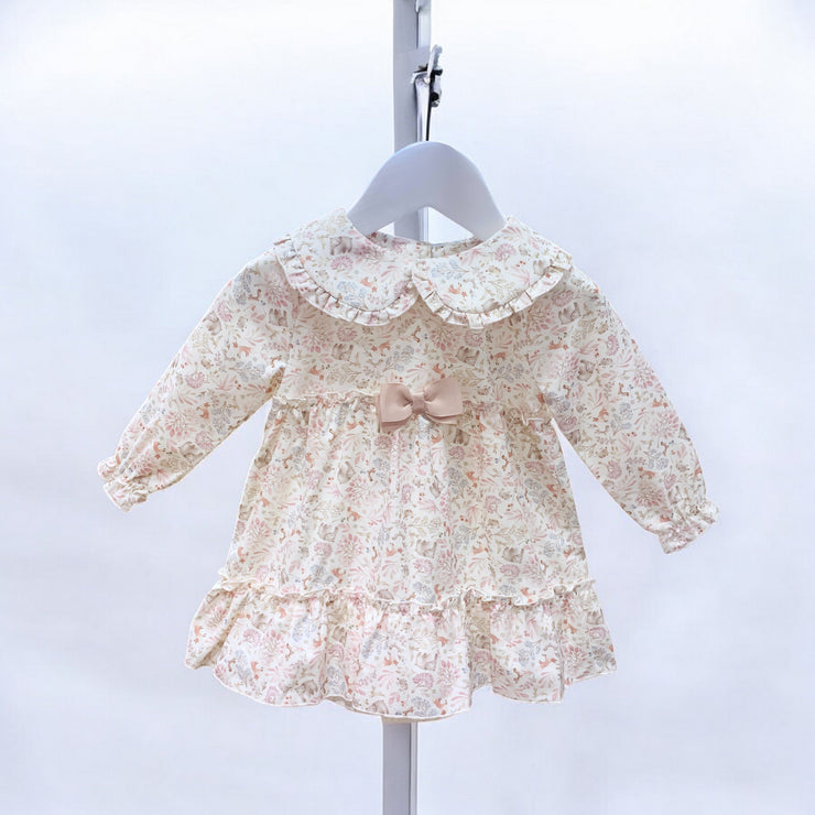 Cream & Dusky Pink Woodland Animal Dress