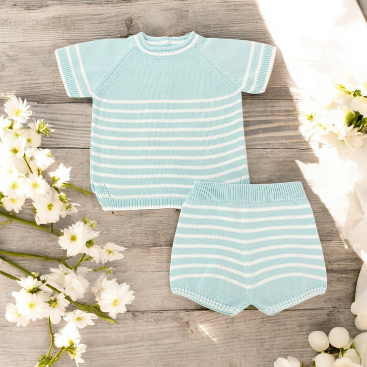 Artesania Granlei Green & White Knitted Short Set