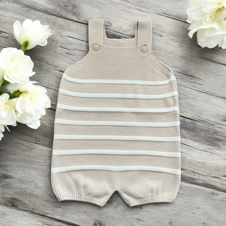 artesania granlei Sand & White Knitted Dungaree Romper