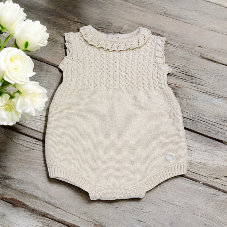 Martin Aranda Sand Ruffle Knitted Romper