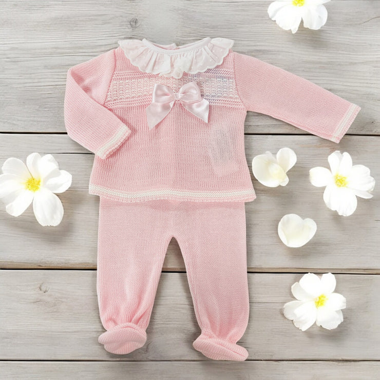 Sardon Baby Pink & White Knitted Top & Leggings