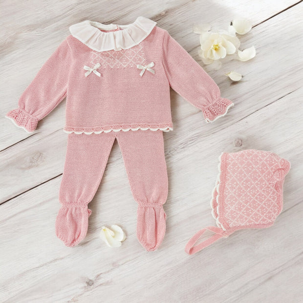 Sardon Rose Pink & Cream Knitted Top & Leggings